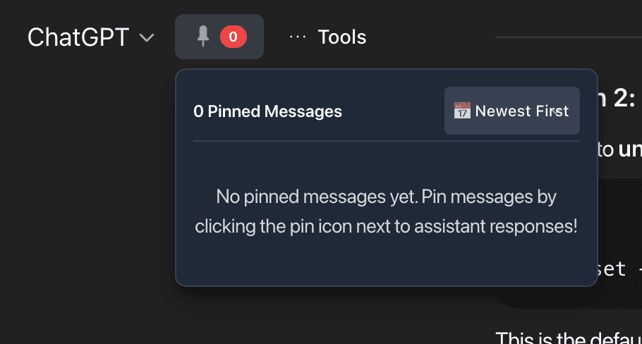 Pinned Messages Dropdown